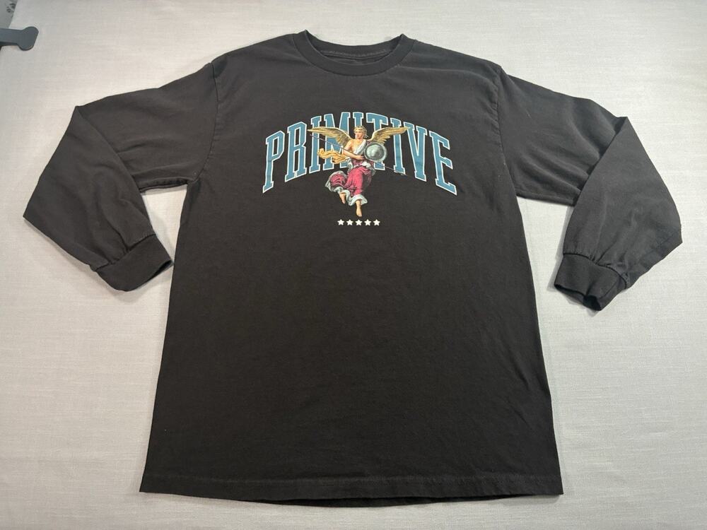Primitive Skateboarding Long Sleeve Shirt Mens Small Black Angel Graphic Tee